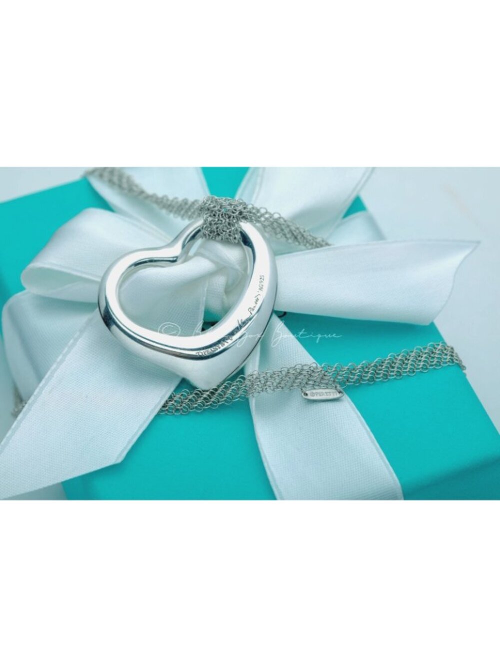 Tiffany & Co. Necklace Large Open Heart Mesh Pendant 36mm in Silver Retail $1900 - Picture 2 of 9